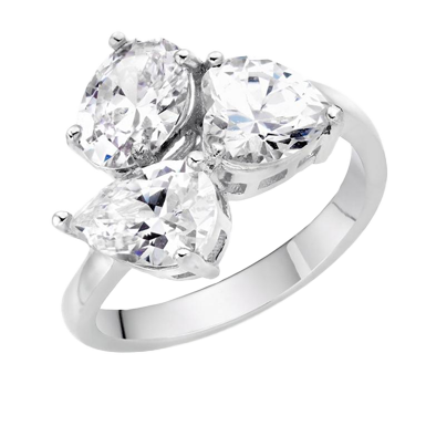 Silver Cubic Zirconia 3 Stone Ring
